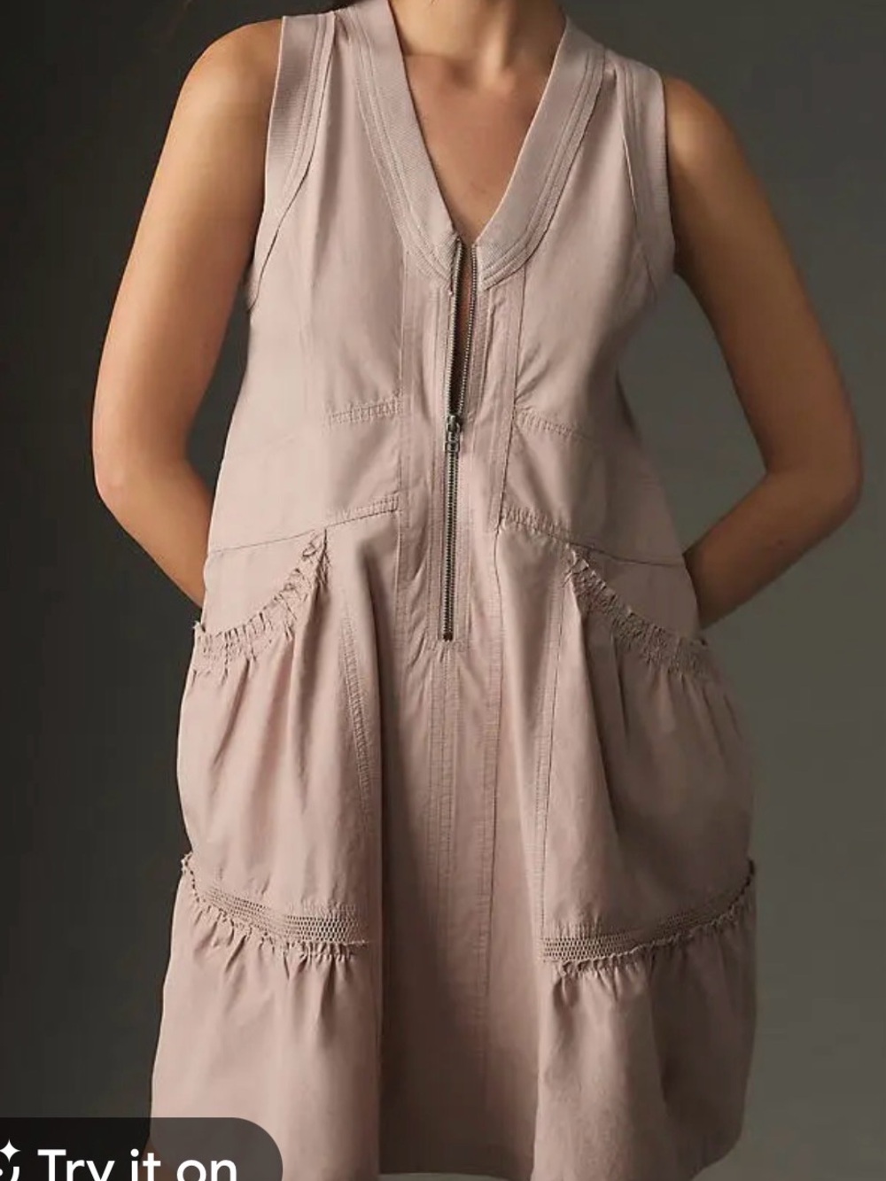 Zip-Front Strapless Dress in Dusty Rose